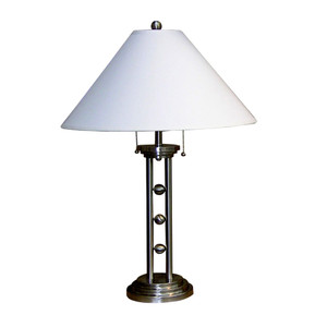 27" Silver Metal Two Light Table Lamp With White Classic Empire Shade N270-468439
