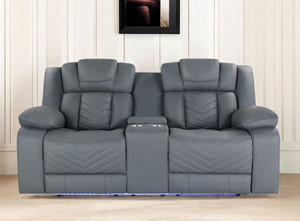 75" Light Gray Faux Leather Power Reclining Loveseat With Storage N270-561563