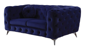 72" Blue And Silver Velvet Loveseat N270-515720