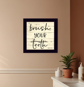 Brush your Teeth Black Framed Print Bathroom Wall Art N270-529642