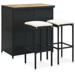 Bar Set Black PE rattan Standard Bar Set Rectangular A949-313473