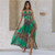 Leopard Embellished U.S. and European Fashion Wholesale Summer Women Long Style Dress - Green A392-fasd0134
