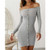 Off-shoulder High Fashion One-piece Slim Style Short Women Dress - Gray A392-fasd0112