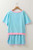 Turquoise Plus Size Contrast Trim T Shirt and Skirt Two Piece Set T543-8786251481330