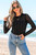 Black Rhinestone Decor Striped Mesh Long Sleeve Bodysuit T543-8793131942130