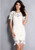 Women's Singular Stenciled Design Back Full Zipper White Slight  Dress H721-ML4400