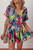 Multicolour Tropical Printed Surplice Neck Tie Waist Romper T543-8782357561586