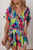 Multicolour Tropical Printed Surplice Neck Tie Waist Romper T543-8782357561586