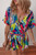 Multicolour Tropical Printed Surplice Neck Tie Waist Romper T543-8782357561586