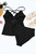 Black Ribbed Dual Crisscross Straps Cut-Out Back Tankini Suit T543-8791245750514