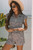 Brown Leopard Half Zipper Collared Ruffled Sleeve Top and Short Set T543-8782350352626