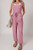 Light Pink Lace-up Elastic Waist Sleeveless Square Neck Jumpsuit T543-8791260987634