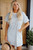 White Stripe Ruffled Short Sleeve Crew Neck T Shirt Shift Mini Dress T543-8779796873458
