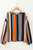 Orange Polka Dot Vertical Striped Printed Puff Sleeve Blouse T543-8793120702706