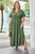 Four Leaf Clover Surplice Neckline Shirred High Waist Plus Size Maxi Dress T543-8791254270194
