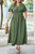 Four Leaf Clover Surplice Neckline Shirred High Waist Plus Size Maxi Dress T543-8791254270194