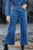 Dark Blue Plain Seam Detail Flared Bottom Ankle Length Jeans T543-8786248990962
