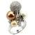 0W296 - Rhodium + Ruthenium Brass Ring with Synthetic Pearl in Multi Color A874-0W296