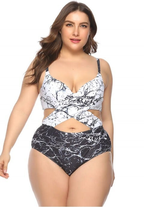 Plus Size Criss-cross Underwire One Piece Swimsuit H721-XTF2009