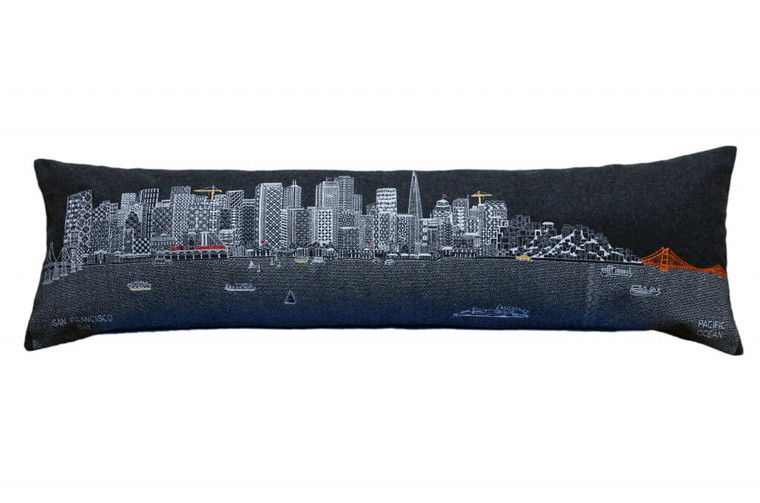 46" Black San Francisco Nighttime Skyline Lumbar Decorative Pillow N270-482464