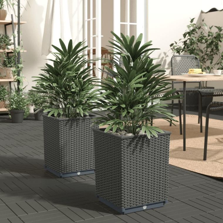  Planters 2 pcs Black 11.8"x11.8"x14.6" Polypropylene A949-364182