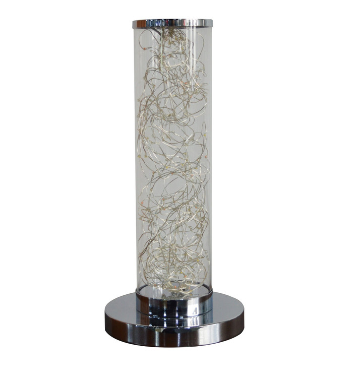 13" Silver Metal Column LED Rope Table Lamp With Clear N270-468733