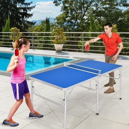 60 Inch Portable Tennis Ping Pong Folding Table with Accessories-Blue - Color: Blue D681-SP37197BL
