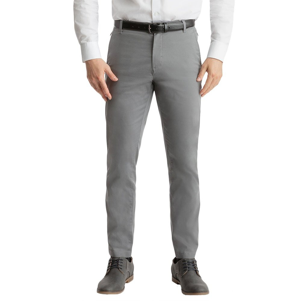 Birddogs Men's Slim Fit Stretch Khaki Pants, Size 32, Grey