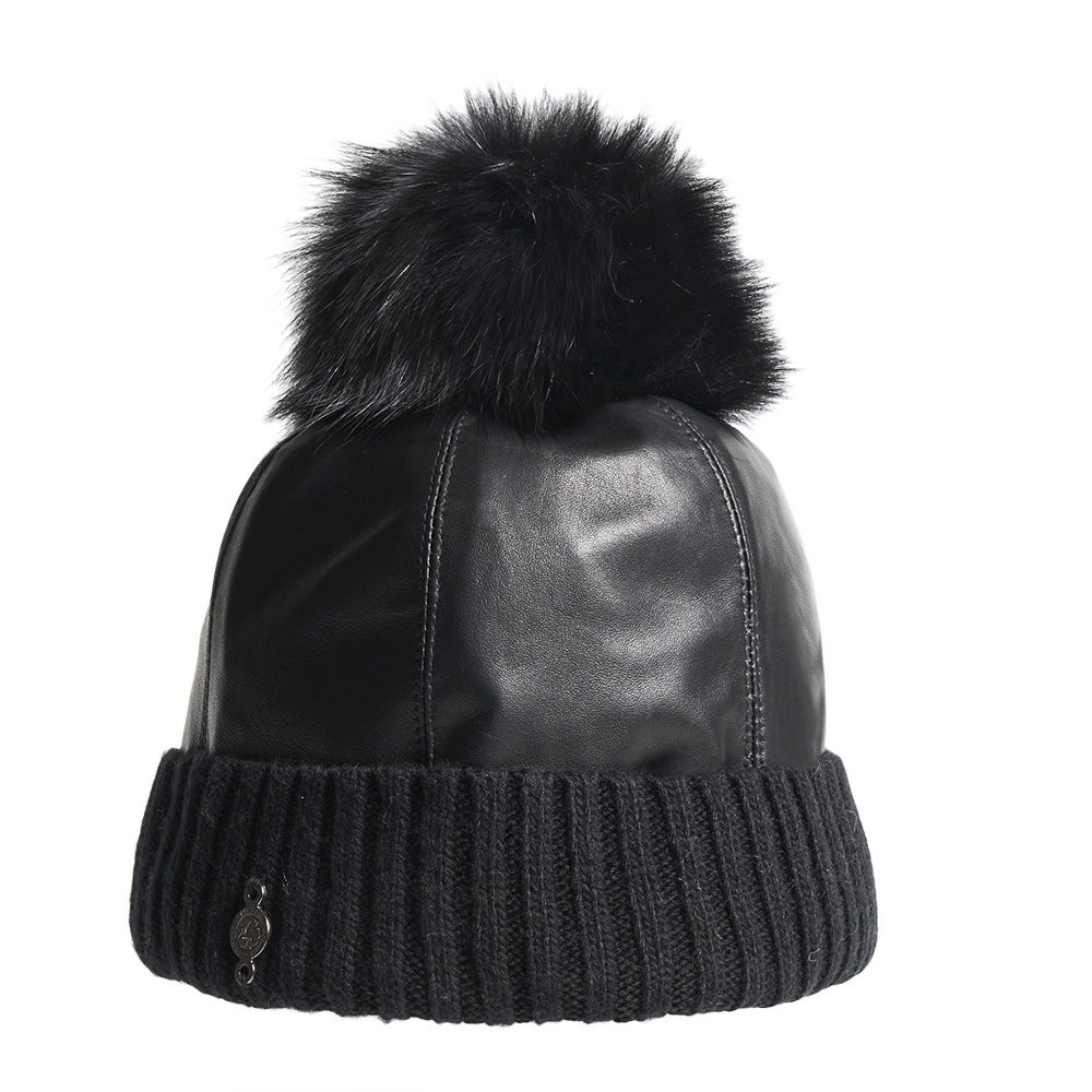 レア美品/acronym/beanie/3xdry/black Harricana Belva Leather Beanie with Real Fur (Women's) - Peter