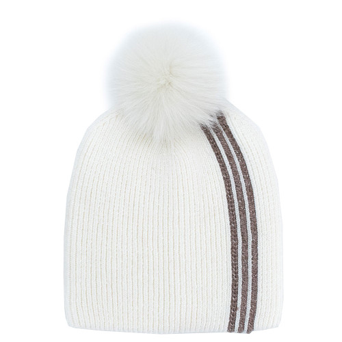 White/Taupe Stripe/Fox Fur