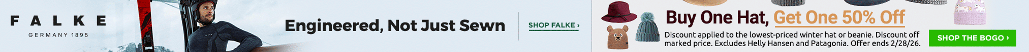 Falke: Engineered, Not Just Sewn + Buy One Hat, Get One 50% OFF!