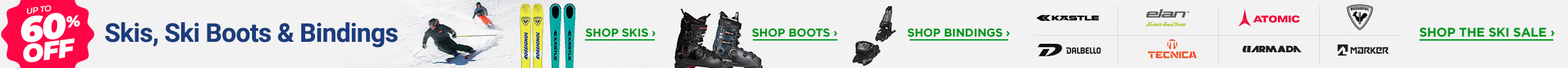 Up to 60% Off Skis, Boots & Bindings