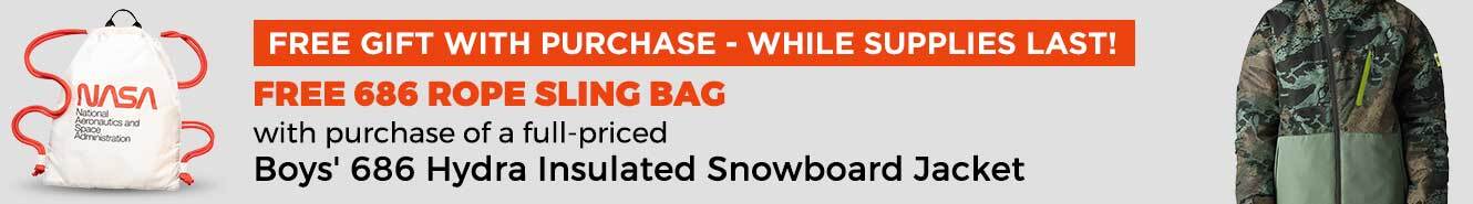 Free 686 Rope Sling Bag with purchase of a full-priced Boys' 686 Hydra Insulated Snowboard Jacket.