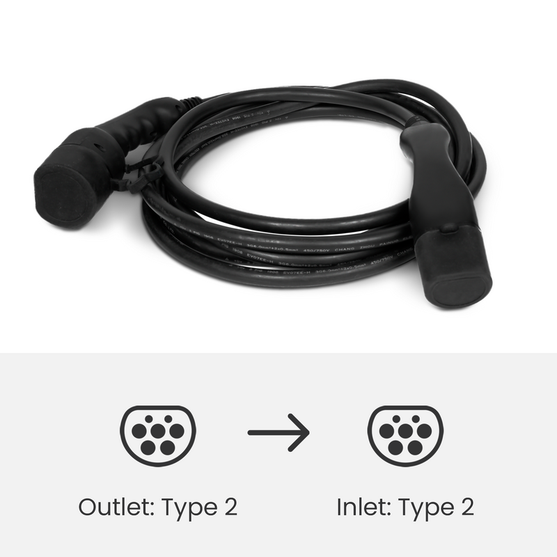 3.7 - 7.4kW EV Domestic Charging Cable, Single Phase, Type 2, 5m Length - ECL02