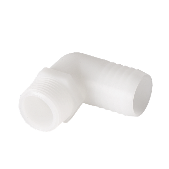 1/2'' MPT x 1/2'' Barb - Plastic Elbow Male Adapter