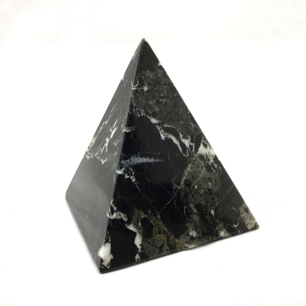 Black & White Zebra Marble Pyramid 2in 69mm 365g 1904-111 Polished Decor Mineral