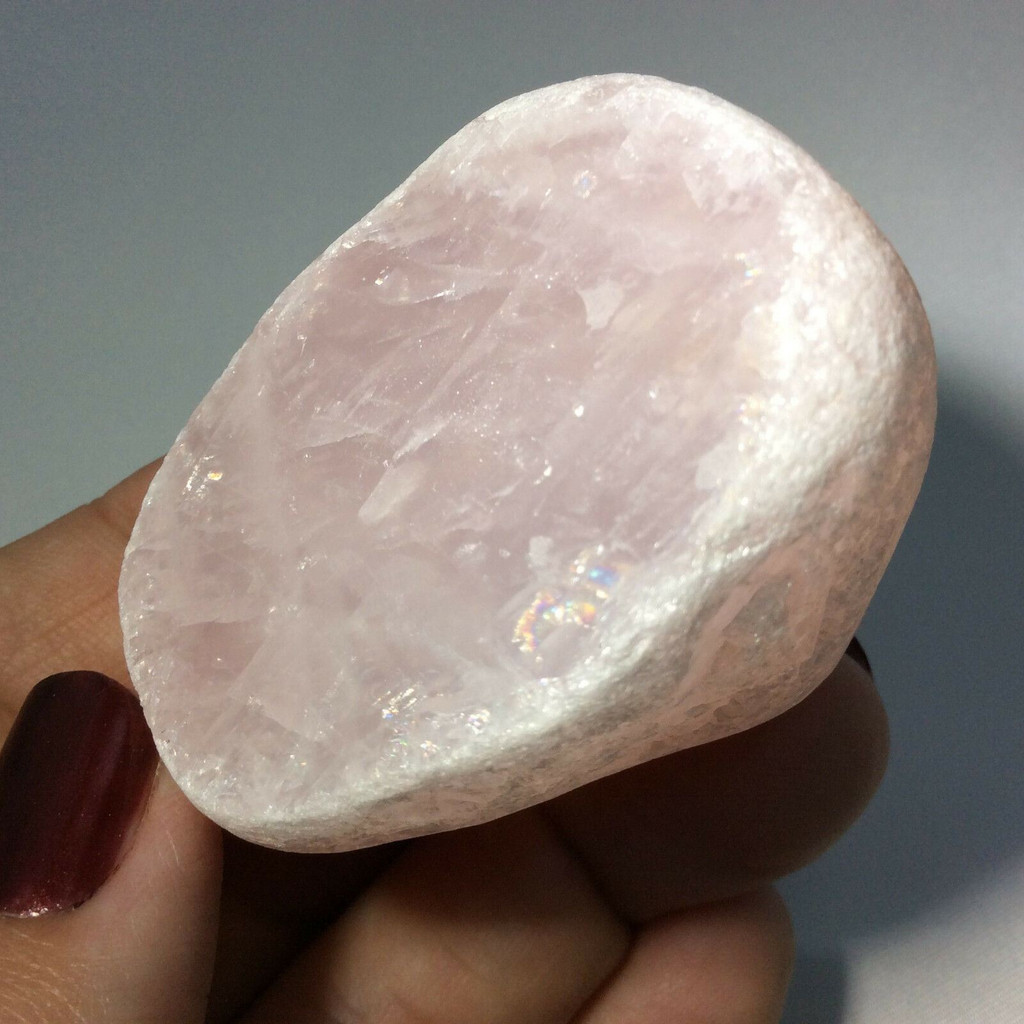 MeldedMind Rose Quartz Window Stone 2.25in Natural Pink Crystal Brazil 1709134