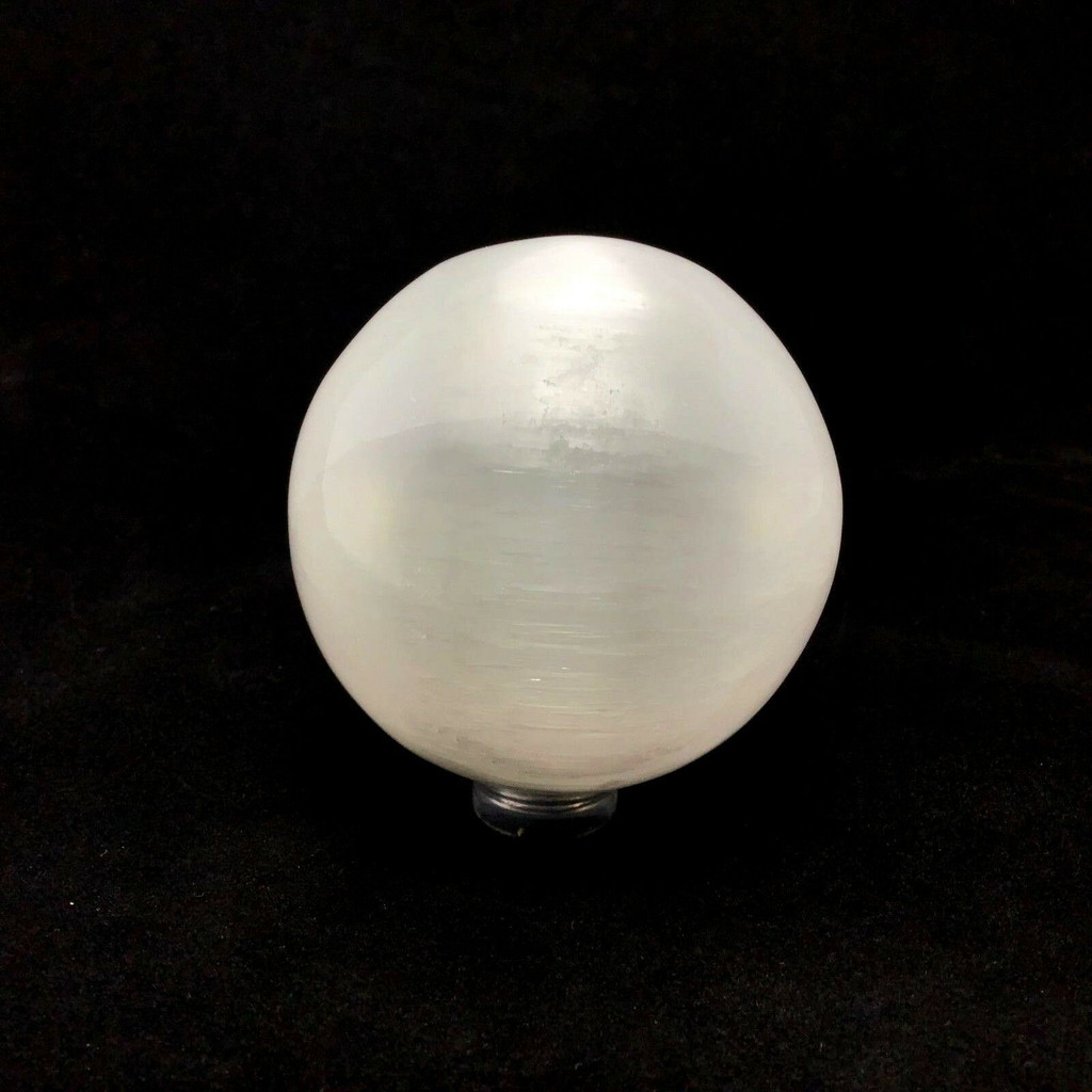 Satin Spar Selenite Crystal Sphere 180705 2.1in Stone of Mental Clarity Cleansin