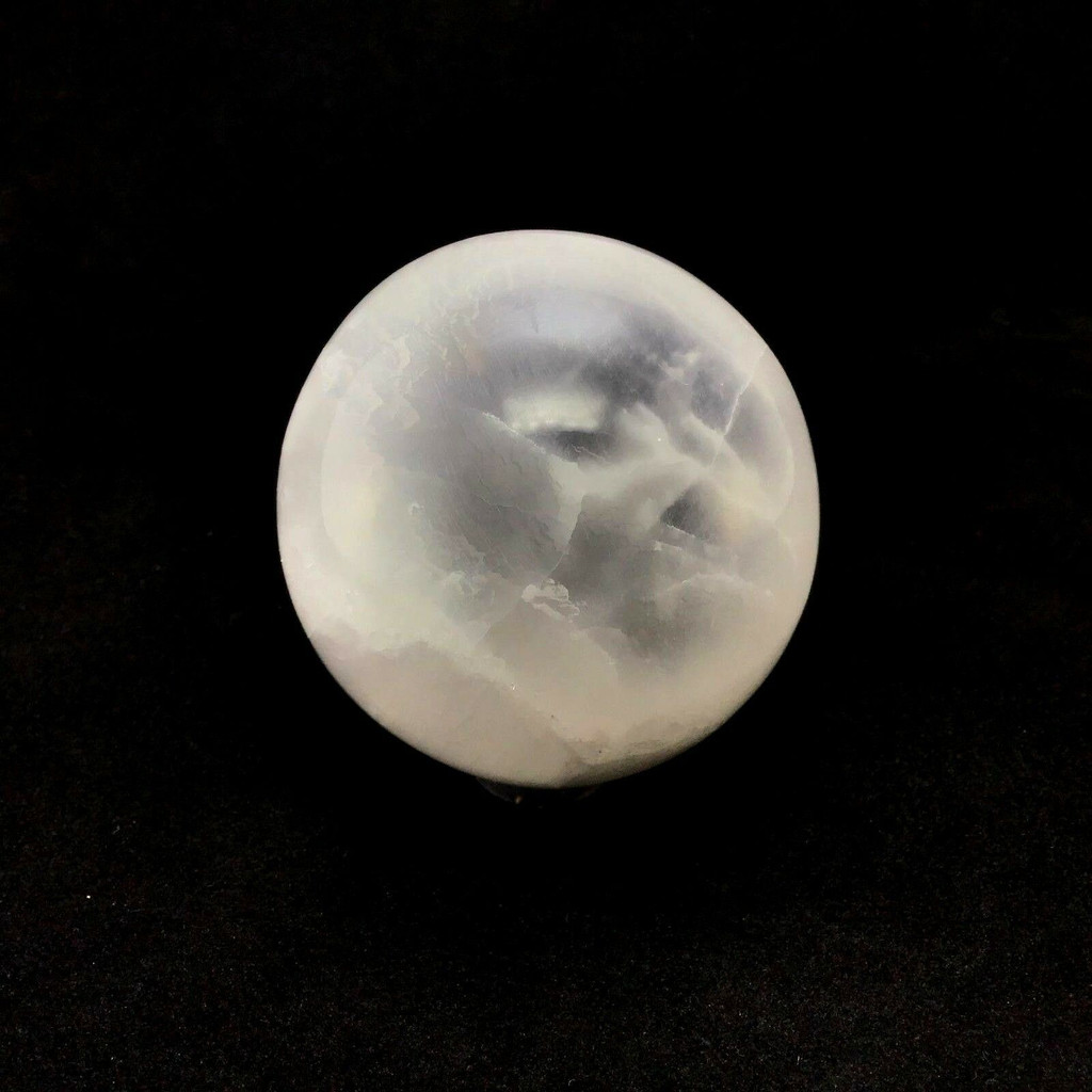 Satin Spar Selenite Crystal Sphere 180705 2.1in Stone of Mental Clarity Cleansin