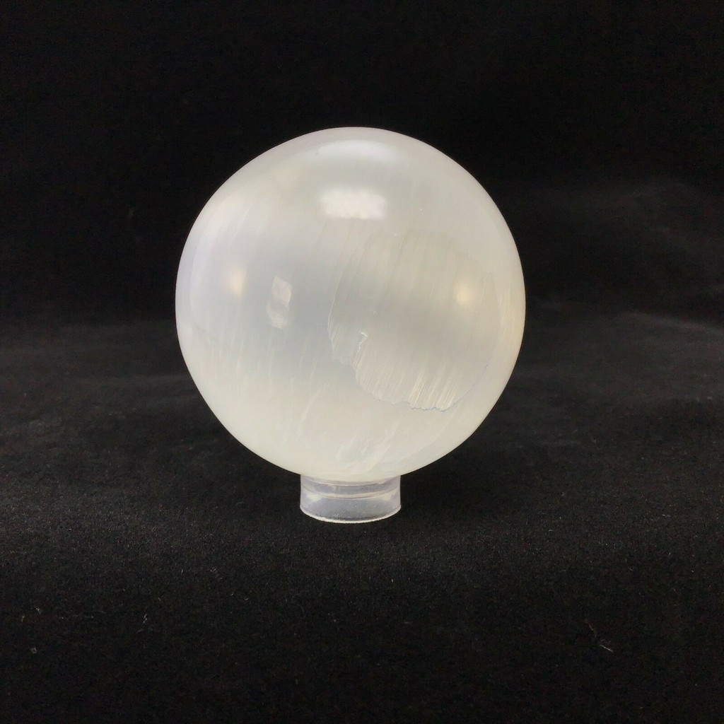 Satin Spar Selenite Crystal Sphere 2.08in 1901-169 White Clear Stone Cleansing