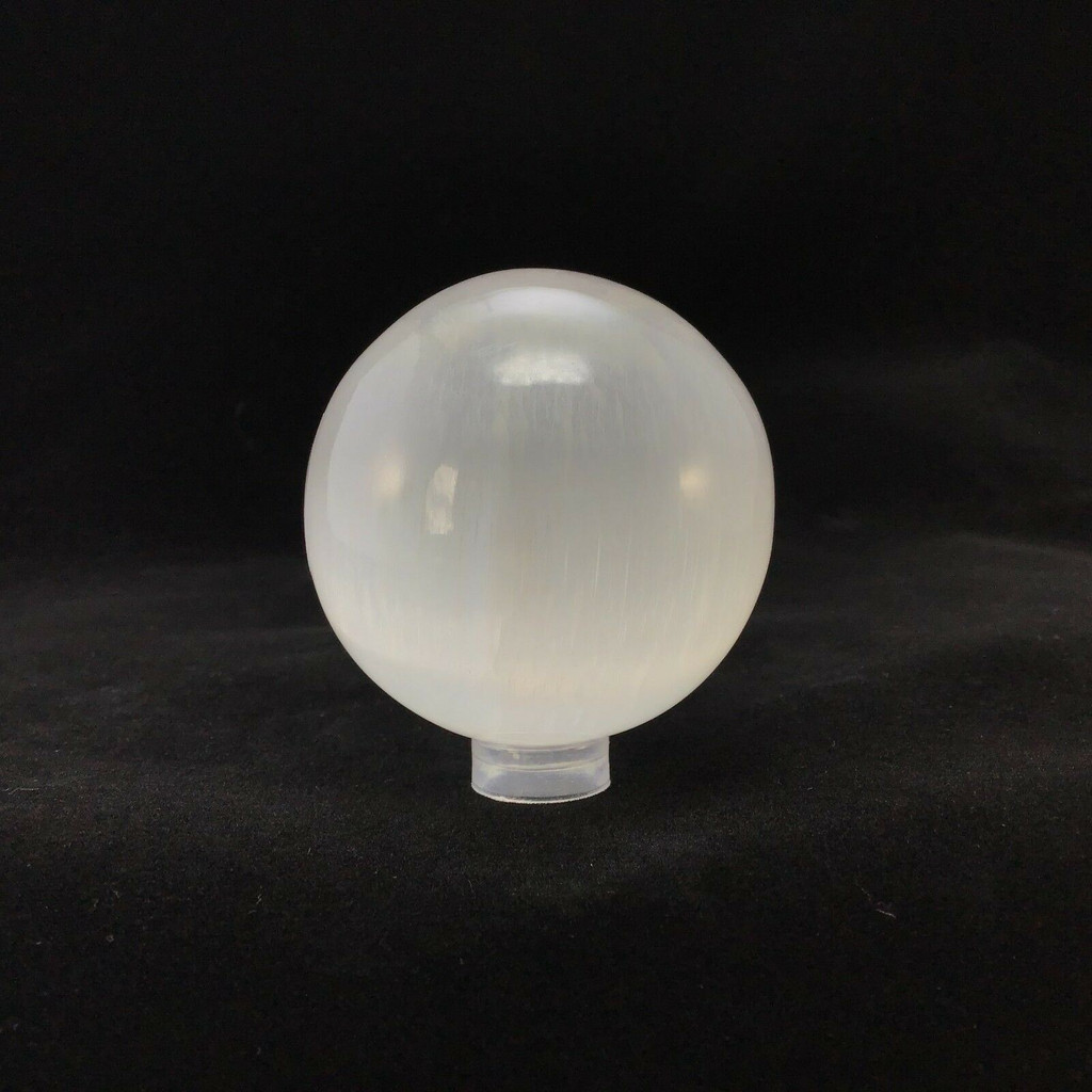 Satin Spar Selenite Crystal Sphere 2.08in 1901-169 White Clear Stone Cleansing