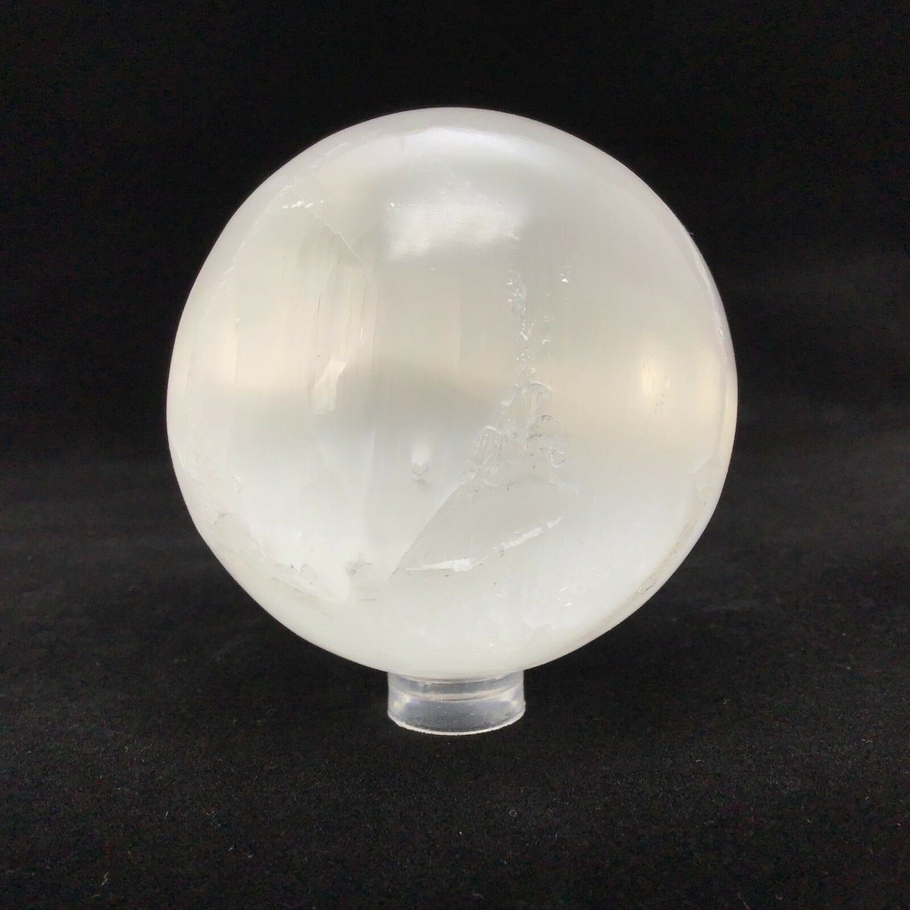 Satin Spar Selenite Sphere 2.44in 1901-174 White Clear Stone Cleansing