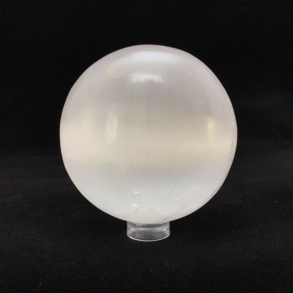 Satin Spar Selenite Sphere 2.44in 1901-174 White Clear Stone Cleansing
