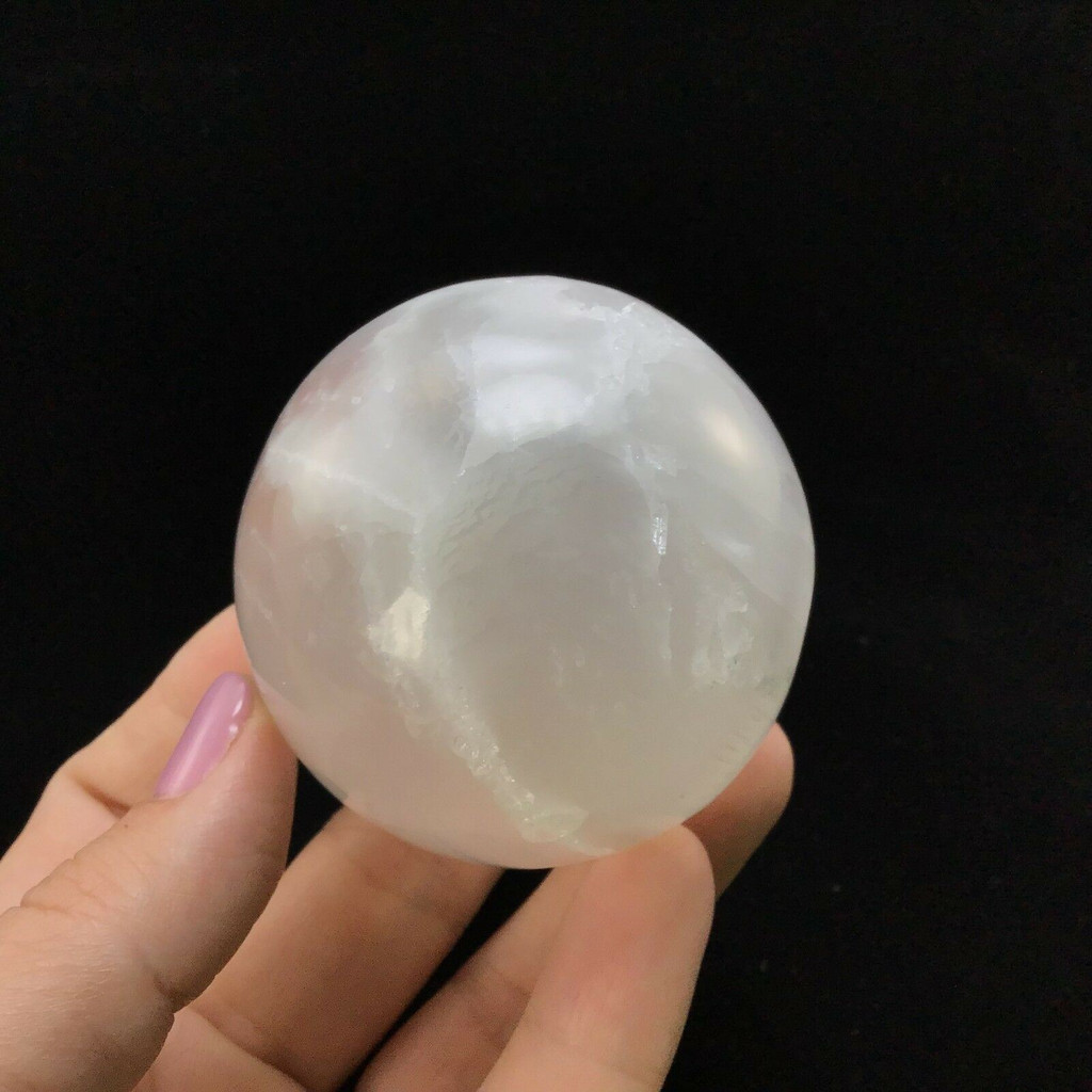 Satin Spar Selenite Sphere 2.44in 1901-174 White Clear Stone Cleansing