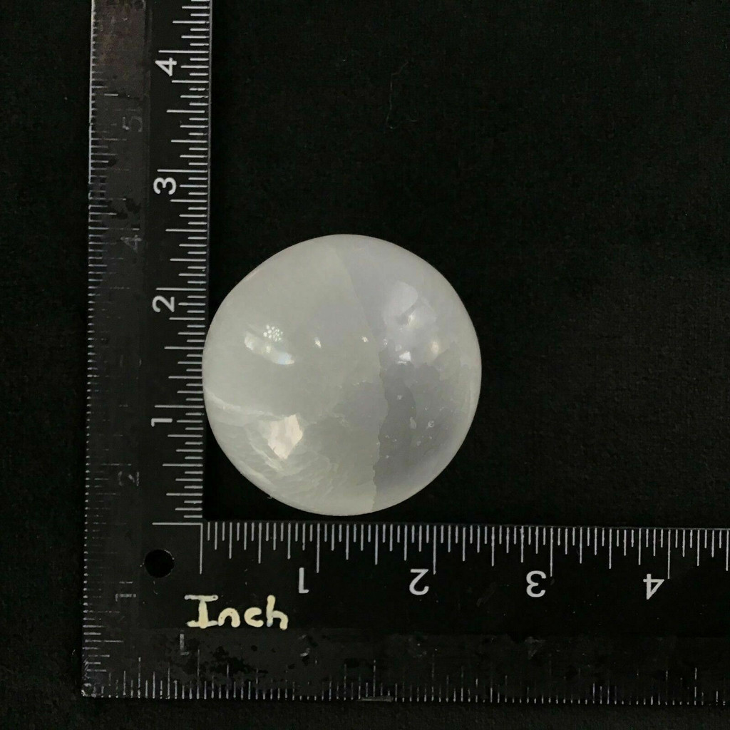 Satin Spar Selenite Crystal Sphere 2.12in 1901-170 White Clear Stone Cleansing