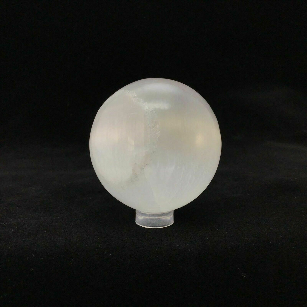 Satin Spar Selenite Crystal Sphere 2.12in 1901-170 White Clear Stone Cleansing