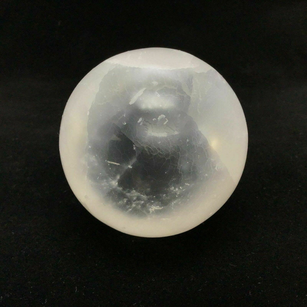 Satin Spar Selenite Crystal Sphere 2.67in 1901-178 White Clear Stone Cleansing