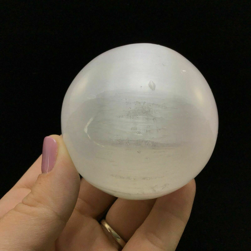 Satin Spar Selenite Crystal Sphere 2.67in 1901-178 White Clear Stone Cleansing