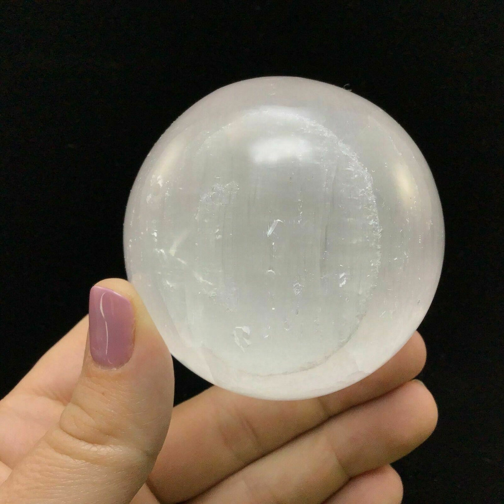 Satin Spar Selenite Crystal Sphere 2.67in 1901-178 White Clear Stone Cleansing