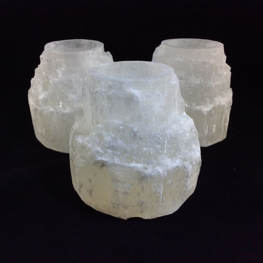 One (1) Large Selenite Tower 1lb 13oz Drilled Candle 3in Tall 1.5in bore Crystal